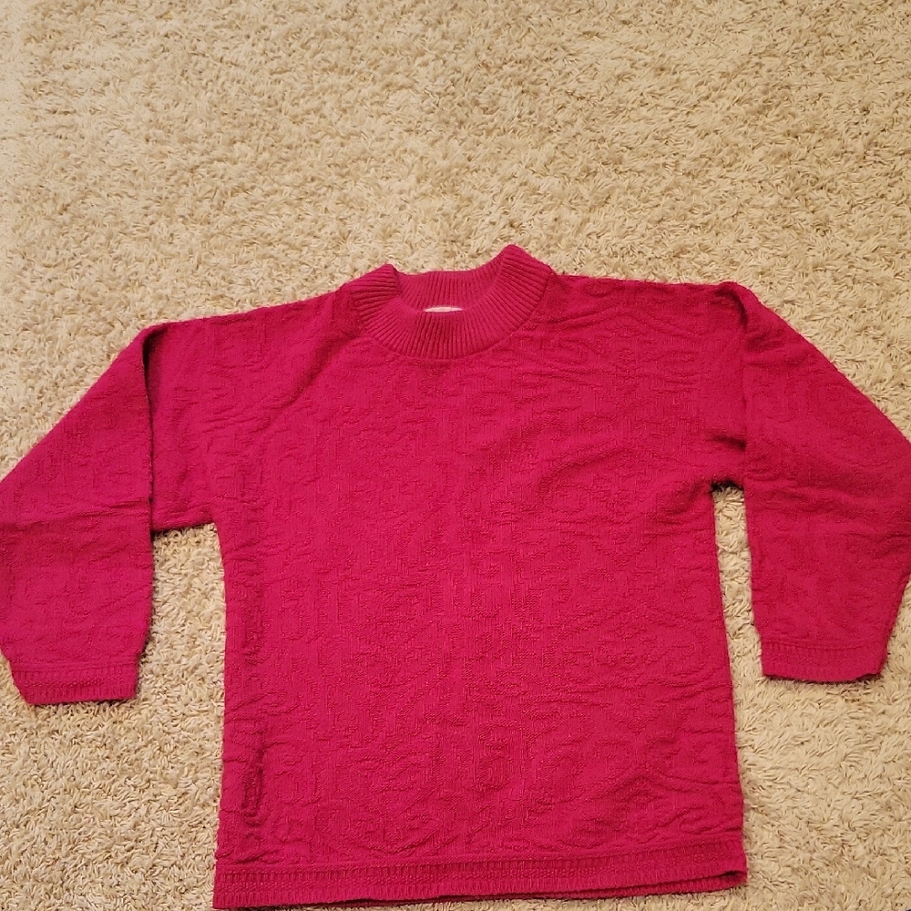Vintage Spunky Grandma Cottage Size 18x23 80s Made In USA Acrylic Pink